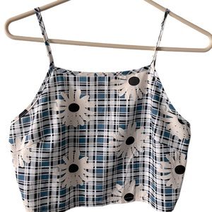 SHEIN floral and plaid crop cami